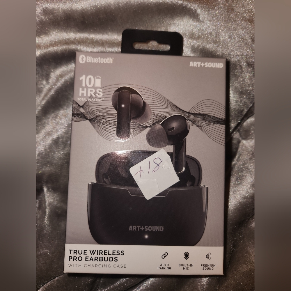 NEW In Box, True Wireless Bluetooth Pro Earbuds, Art+Sound, Charging Case, Music